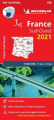 Michelin National Maps: Southwestern France (National Map 708)  (2021 Edition)
